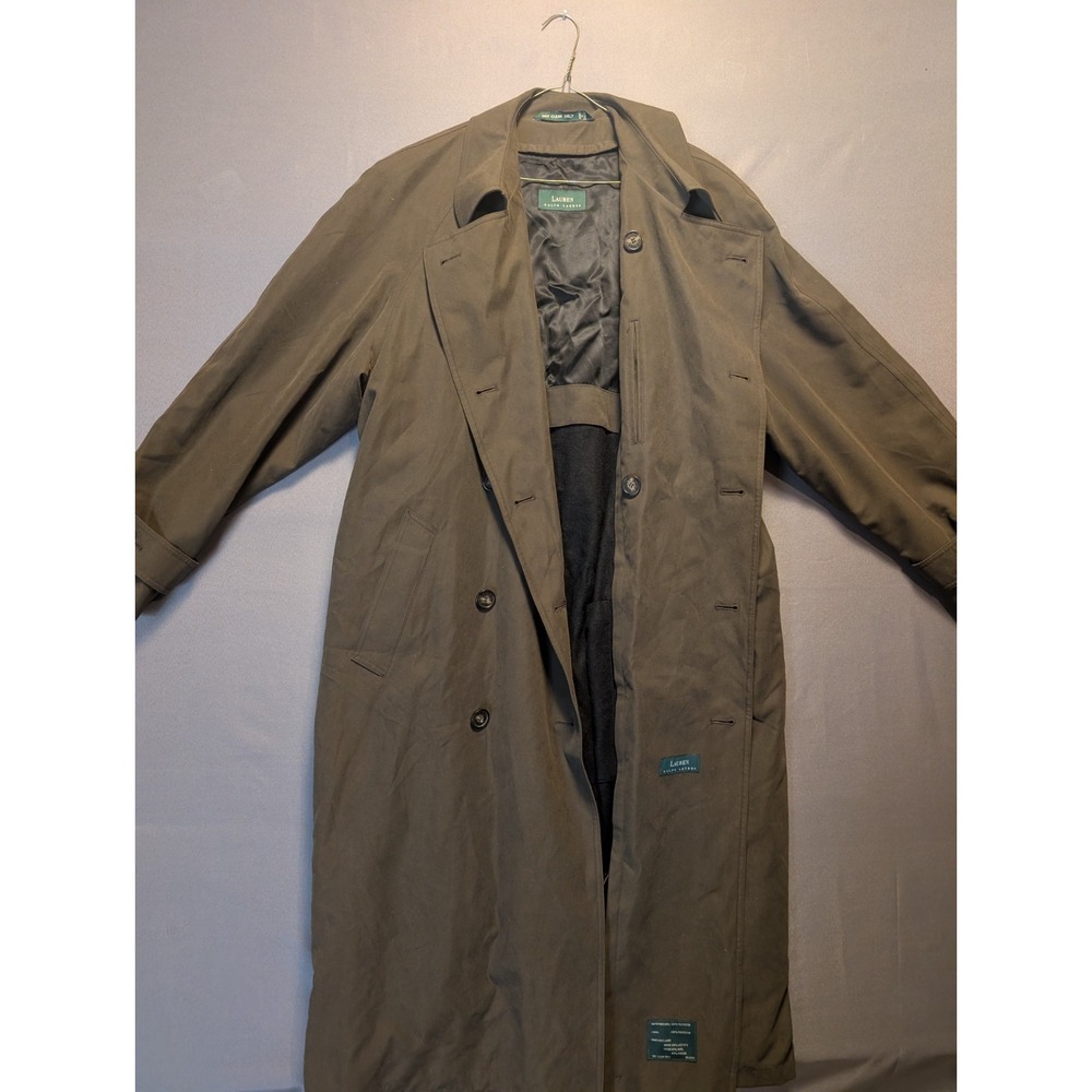 Lauren Ralph Lauren Trench Jacket Womens 40 Brown Lined Belted Double Breasted
